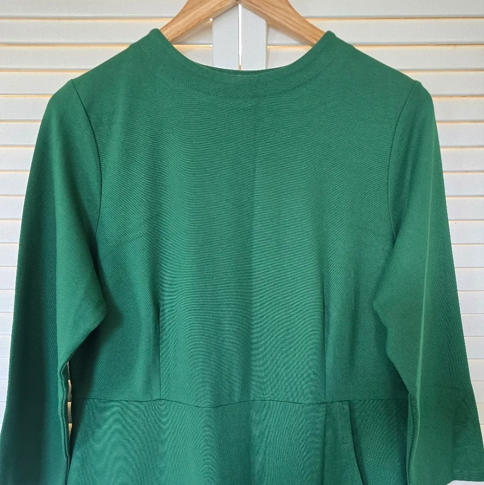 J Jill Ponte Green Ruffle Hem Stretch Long Sleeve A - Image 6