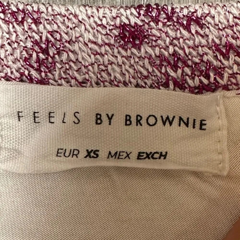 Brownie Pink Metallic Knit Side Slit Skirt Size XS - Image 3