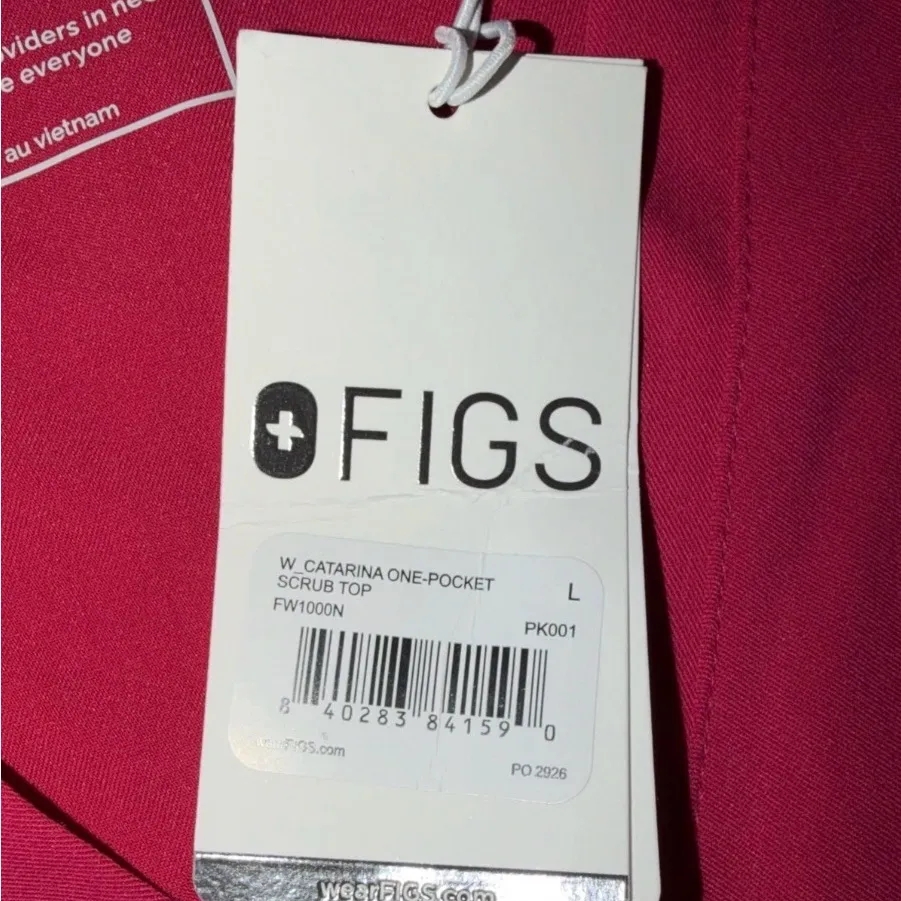 NWT figs catarina one pocket scrub top Size LARGE PINK - Image 2