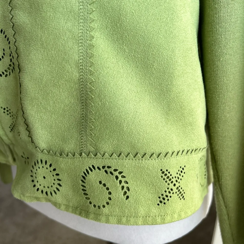 TanJay Faux Suede Green Zip Front Jacket PS Size undefined - Image 10