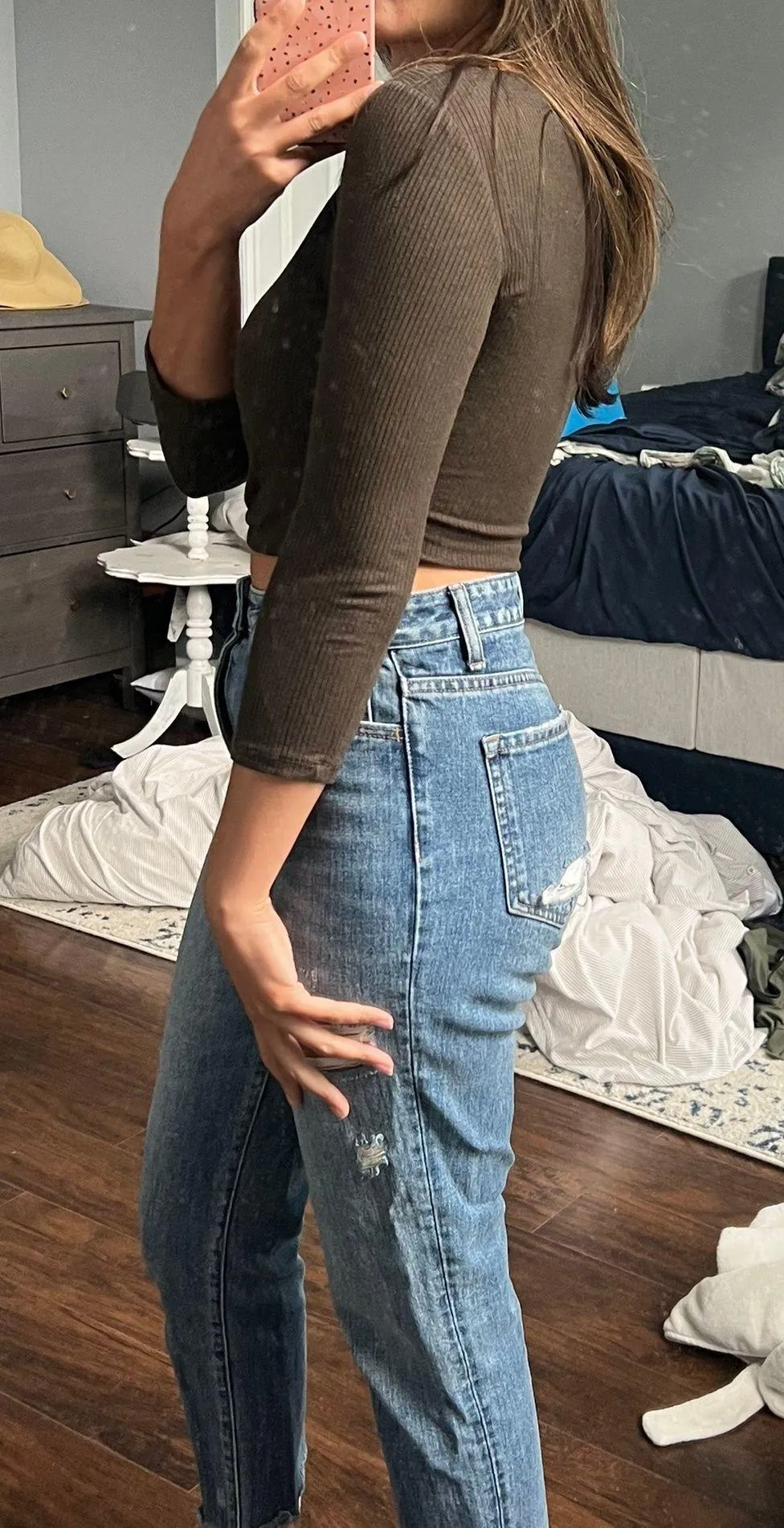 Olive Green Deep V Crop top Size M - Image 4