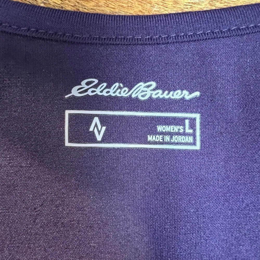 Eddie Bauer Travex Dress Womens L Midi Purple Solstice Twist Knot UPF 50+ V-Neck - Image 8