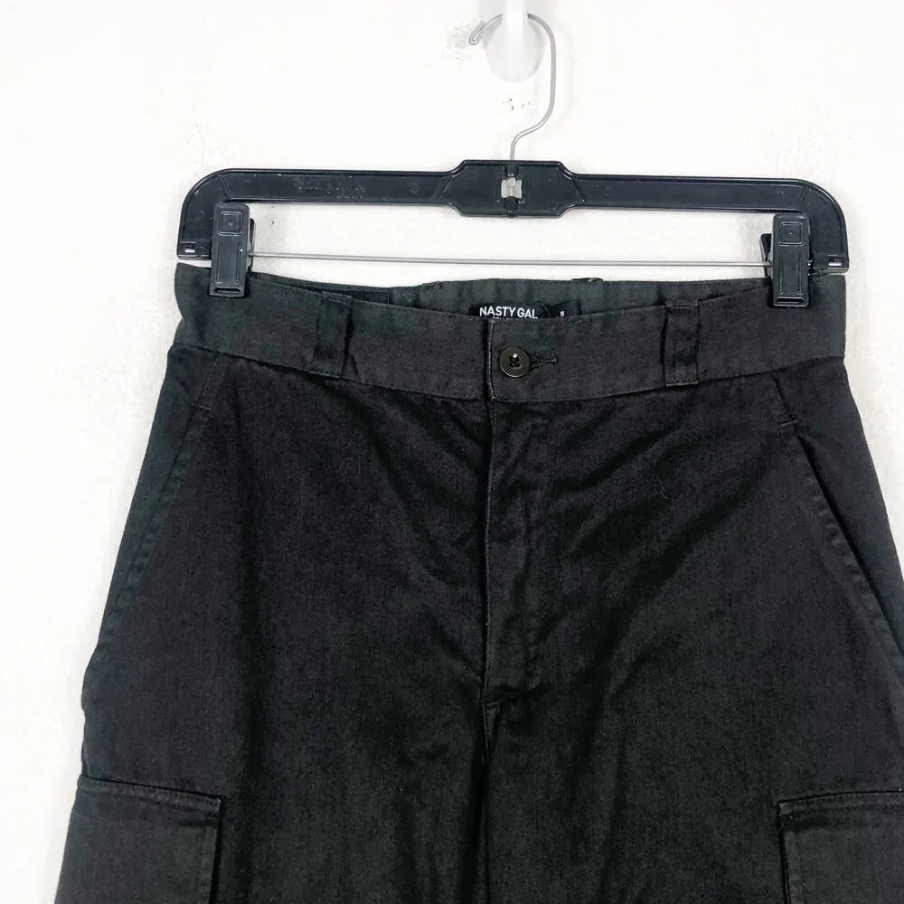 Nasty Gal Gal After Party Vintage At Ease Pants Small Black Cargo Joggers Y2K - Image 4