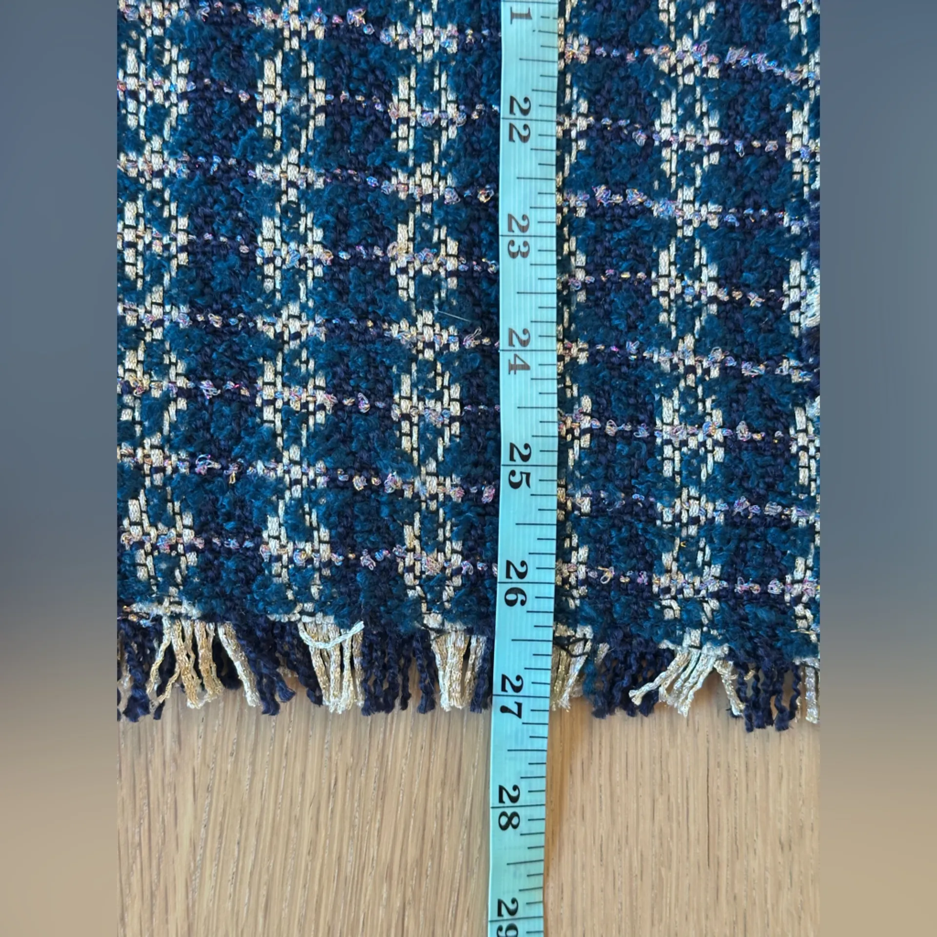 Aqua Bloomingdales Tweed Fringe Blue Yan Metallic Blazer Size Small  2110 - Image 7