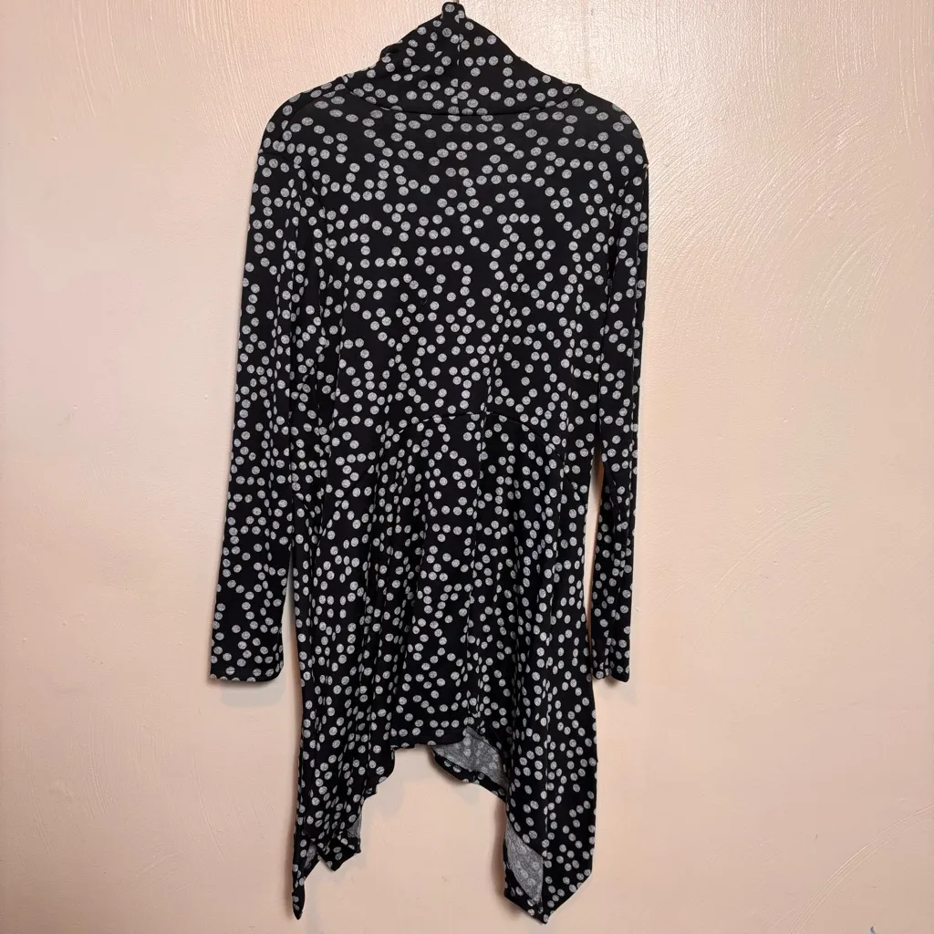 Niche Nilgun Derman Tunic Dress Long Sleeve Cowl Neck White Polka Dot Size M Black Size M - Image 5
