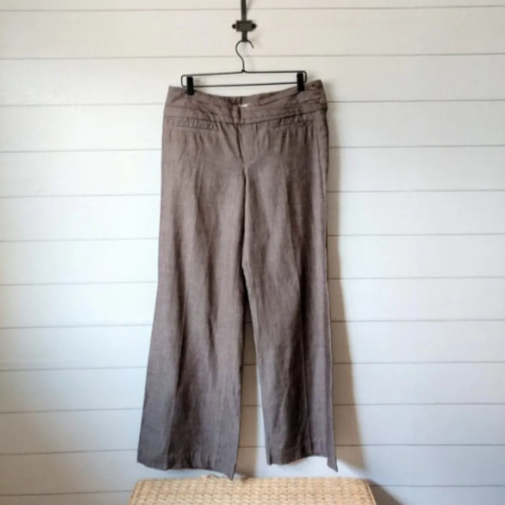 ANTHROPOLOGIE, ELEVENSES Size 6 Gray, Taupe 100% Cotton, Wide Leg Pants - Image 2