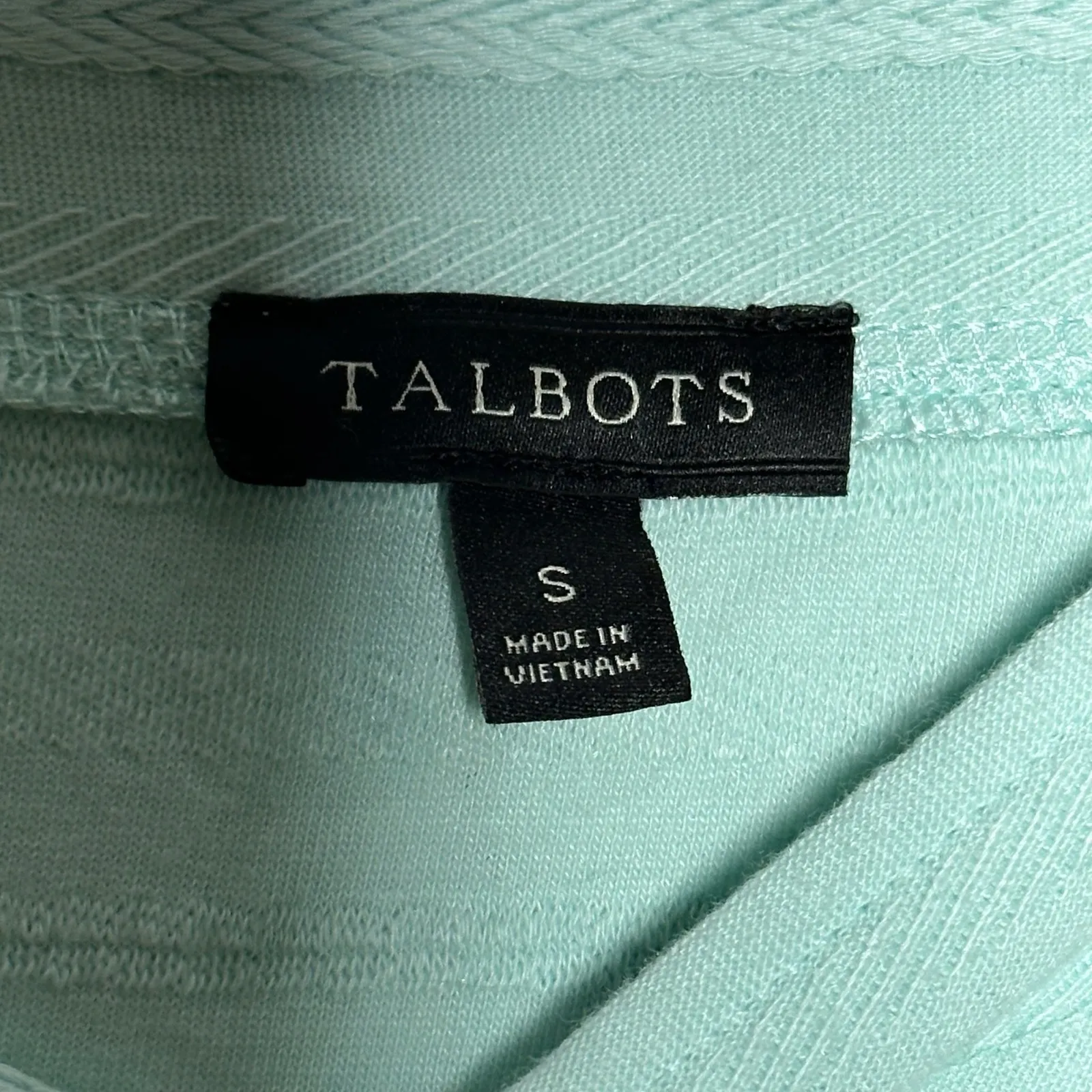 Talbots Women's Seafoam Green Textured Square Neck 3/4 Sleeve Top Size S - Image 3