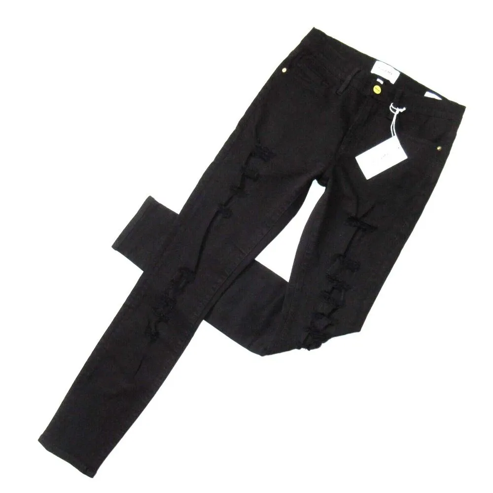 NWT FRAME Le Skinny de Jeanne in Film Noir Color Rip Destroyed Stretch Jeans 26 - Image 4