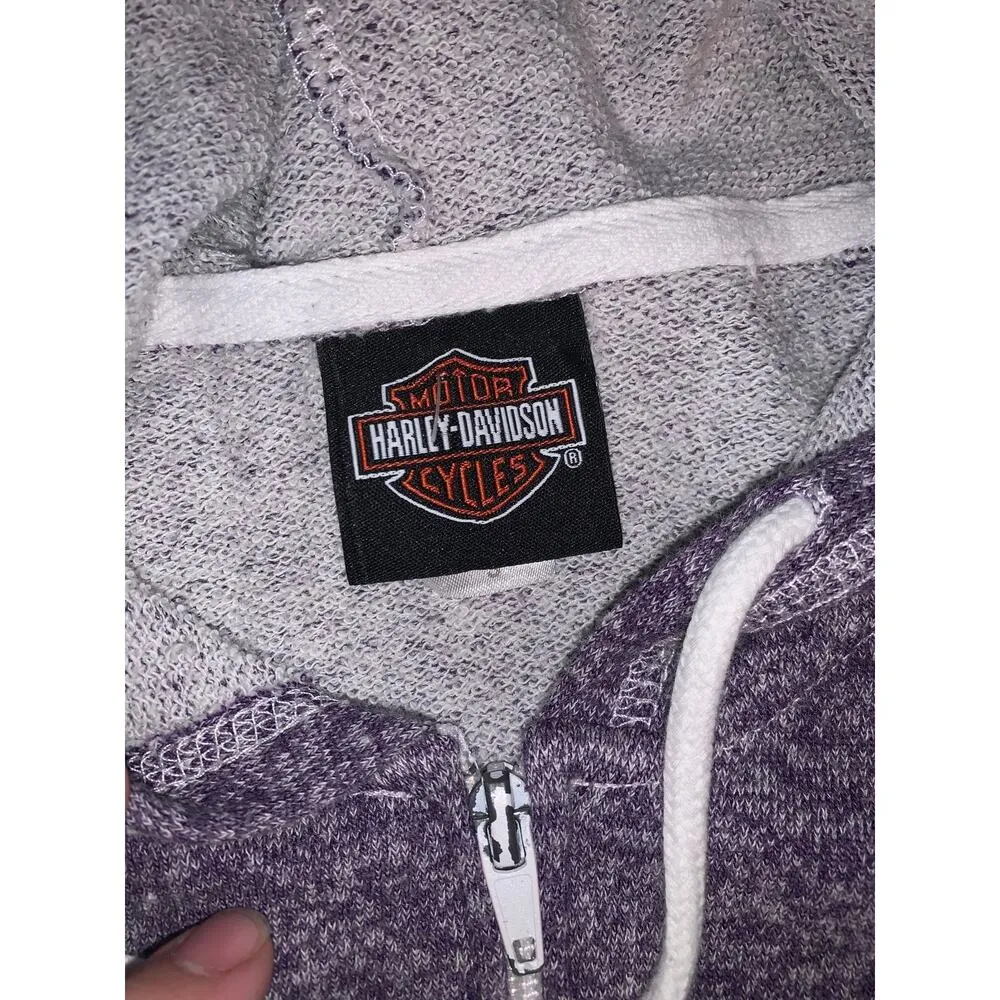 Harley Davidson women's small purple zip up hoodie bike - Image 4