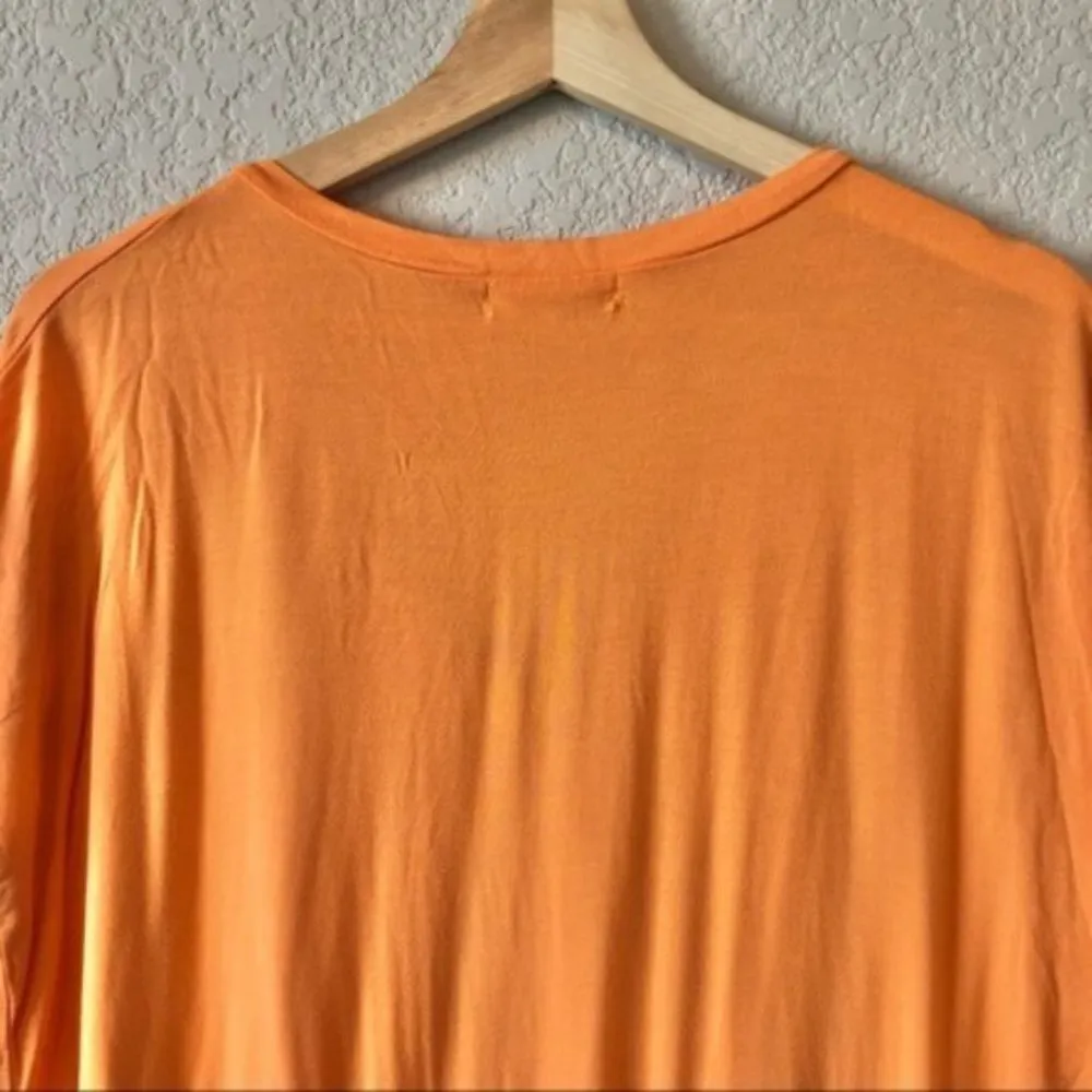 Piko 1988 Light Orange Bamboo V-Neck Cap Sleeve Flowy T-Shirt S - Image 4