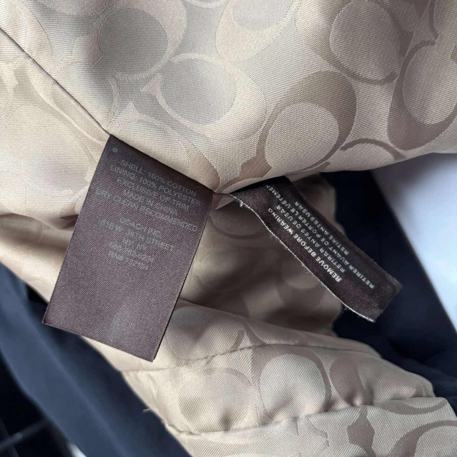 COACH Womens Black Cotton Trench Coat Double Breasted Lined Designer M Luxury - Image 4