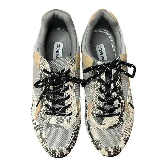 Steve‎ Madden Bena Snake Print Collage Wedge Leather Sneakers Women Size 8.5 - Image 7