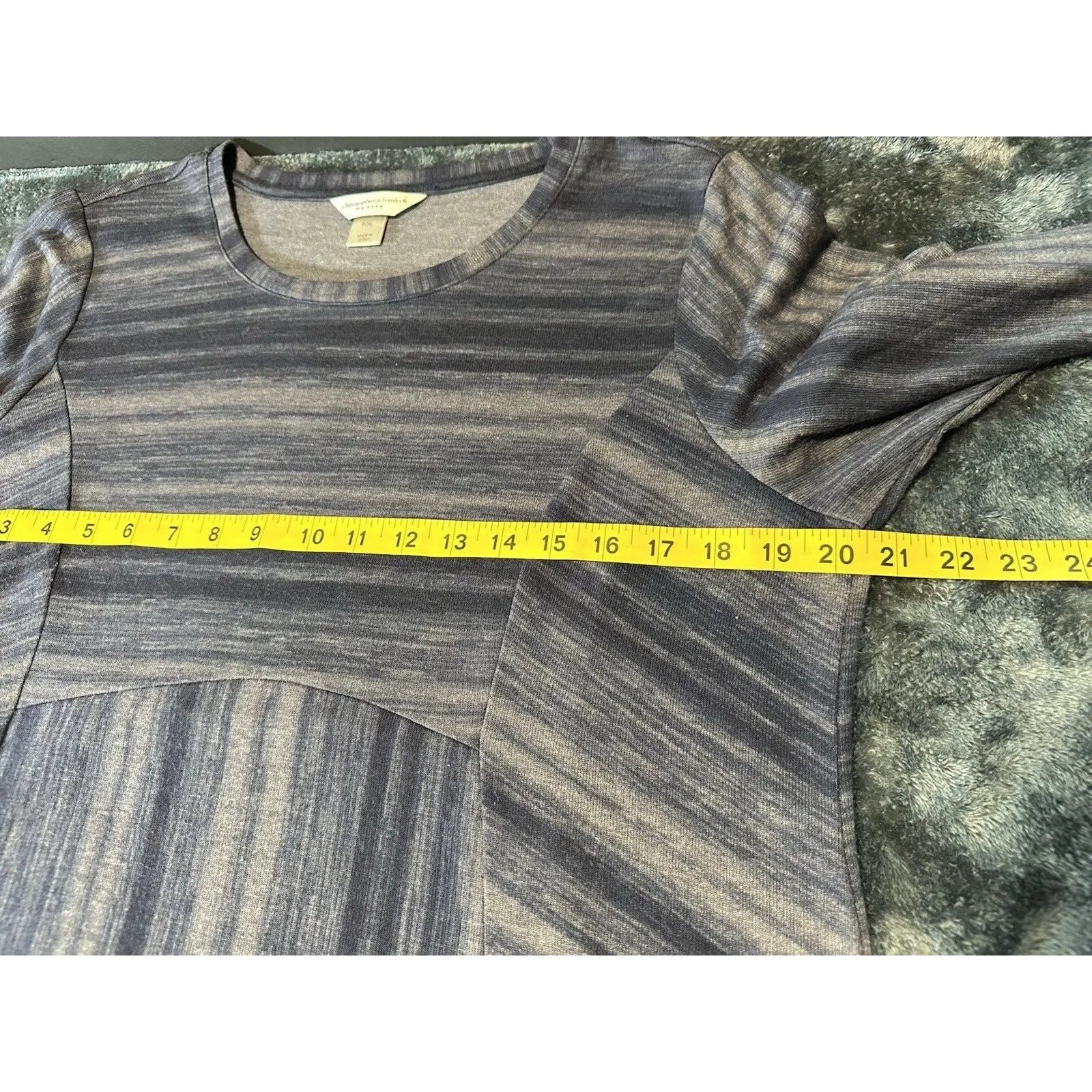 Christopher & Banks Blue & White Striped 3/4 Sleeve Top P/XL Size undefined - Image 5