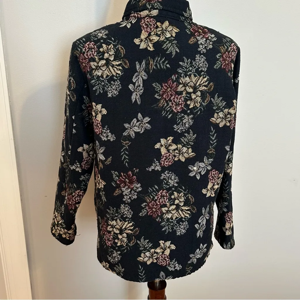 Lemon Grass Studio Floral Cross Stitch/Grannie’s Couch Jacket Size Green Size M - Image 4