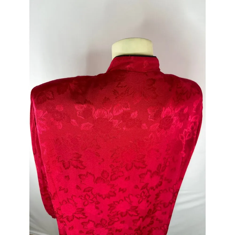 Vintage R&M RICHARDS BY KAREN KWONG Red Asian Blouse Mandarin Collar size 16 - Image 9
