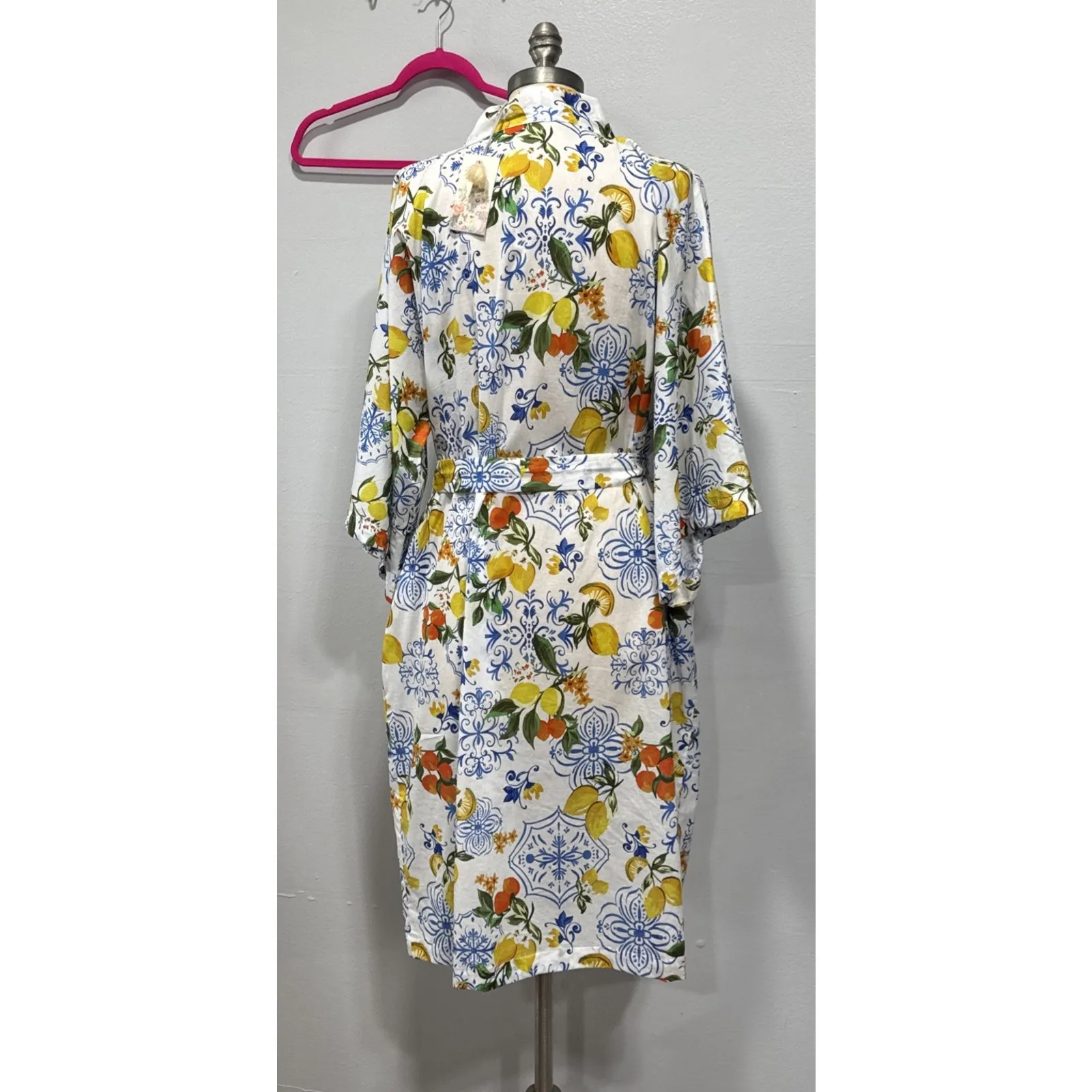 Johnny Was Citrus Sleep Kimono Robe Size M Oranges Floral Cotton Vacation Resort - Image 3