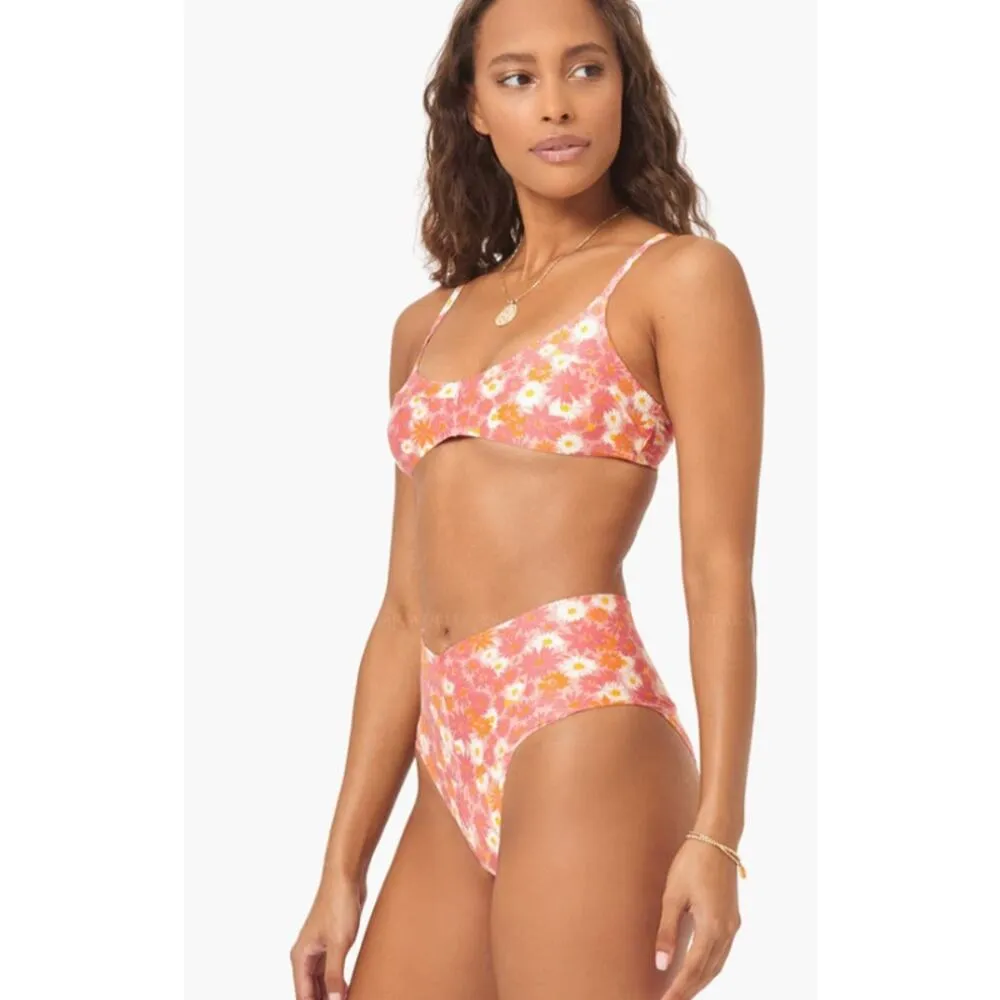 L*Space Fused Ry High Waist Bikini Bottoms Daisy Printed When in Bloom Small NWT - Image 2