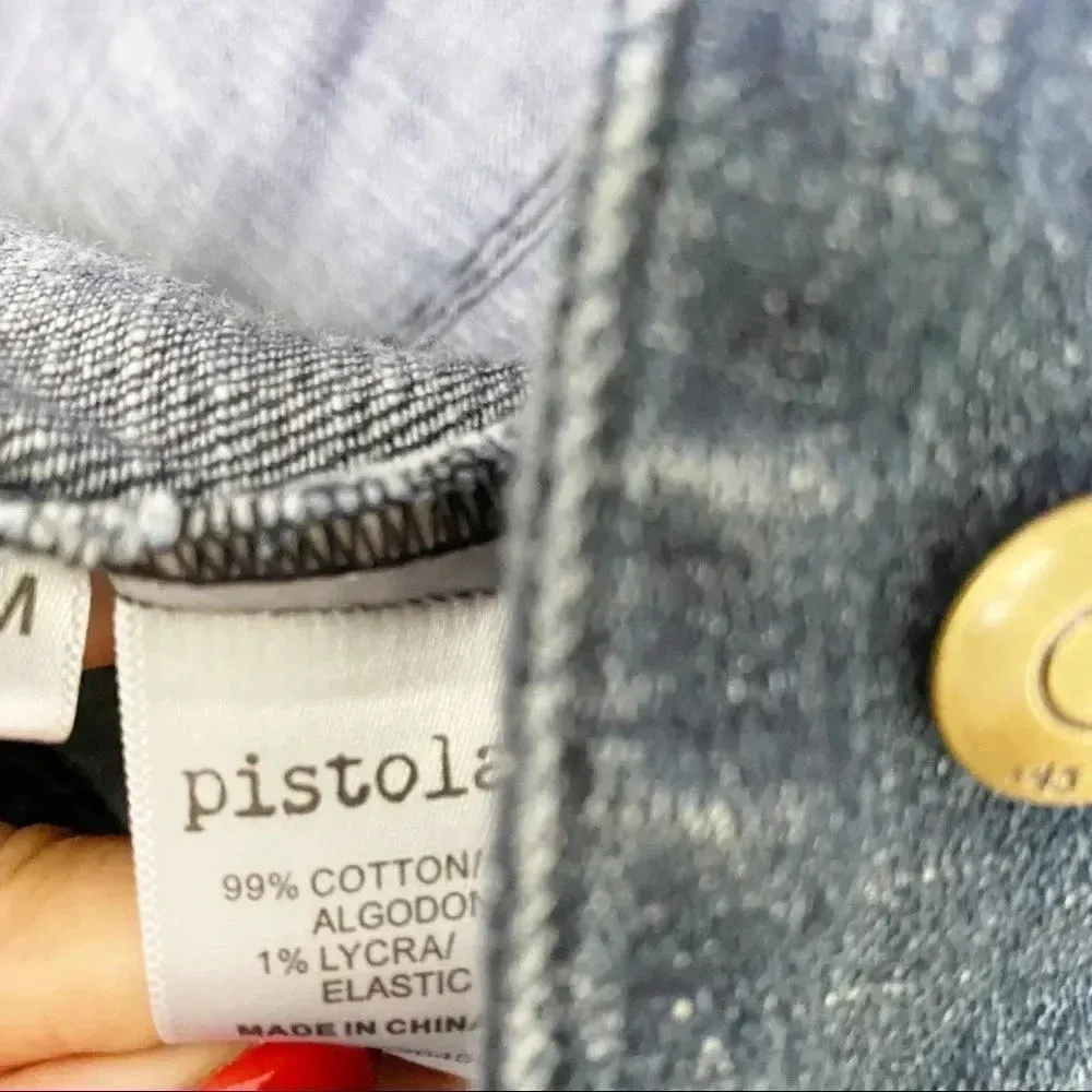 PISTOLA Medium Wash Light Distressing‎ Soft Cropped Denim Jacket - Image 4