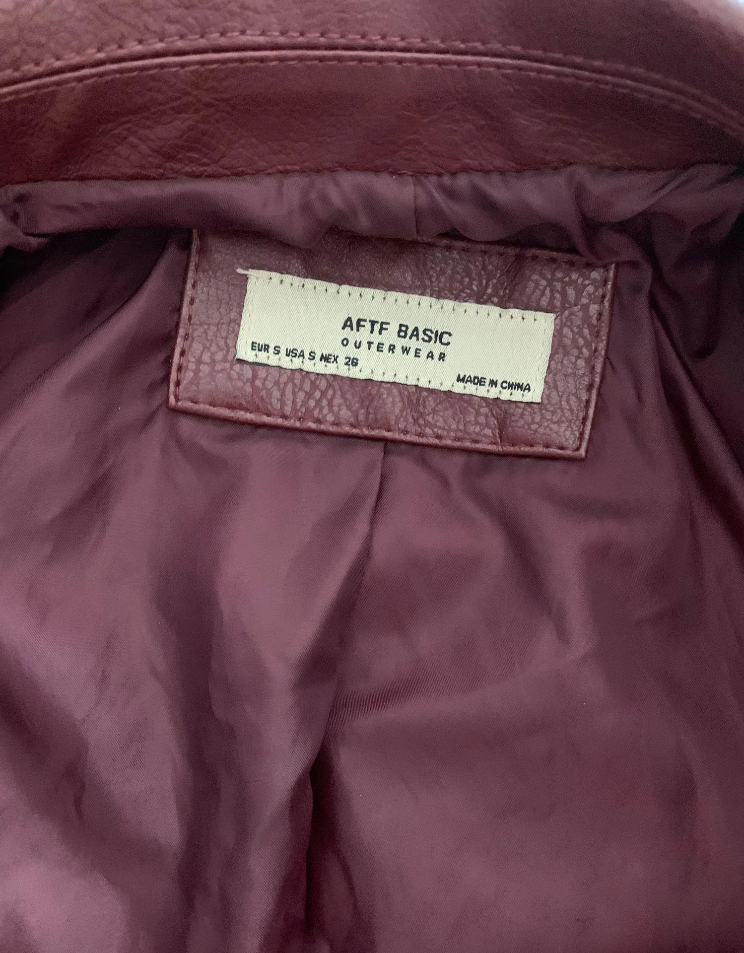 Maroon Leather Jacket Red - Image 2