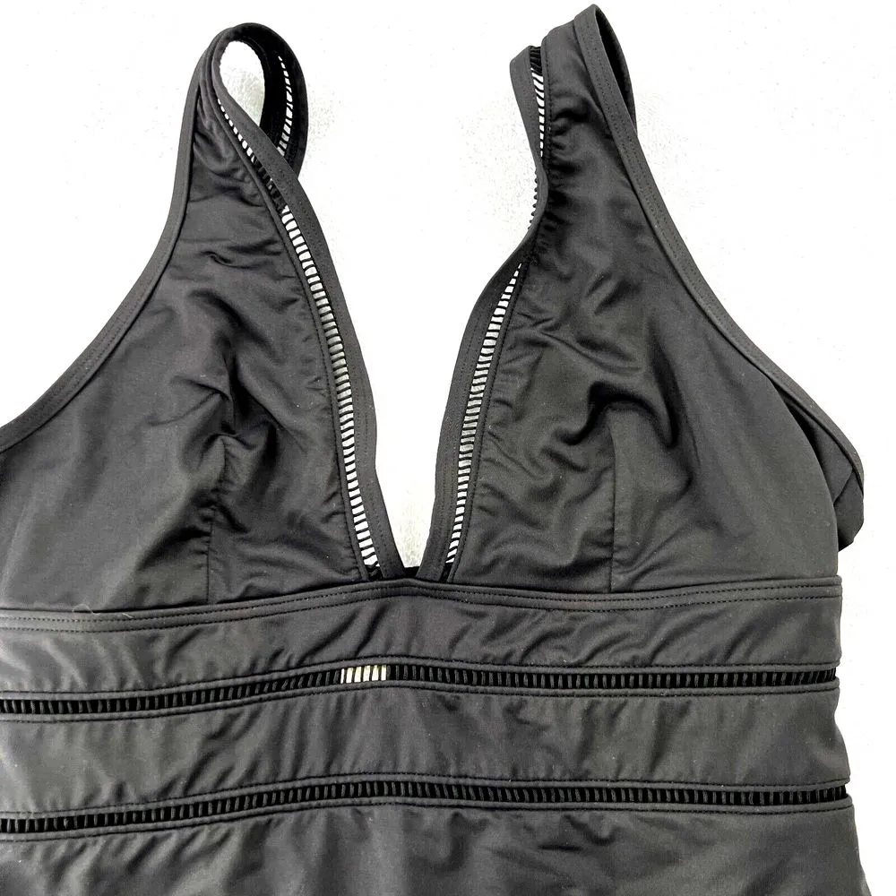 Sealevel Australia Cross Front One‎ Piece Bathing Swim Suit Size 14 Swimwear Black - Image 3