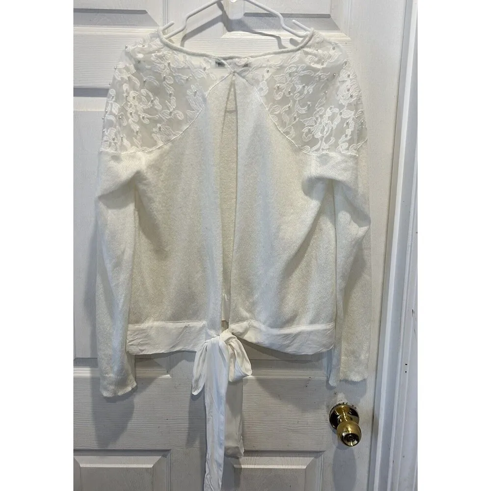 LC Lauren Conrad Runway Collection Lace Open‎ Back Sweater XL Holiday Party White - Image 8