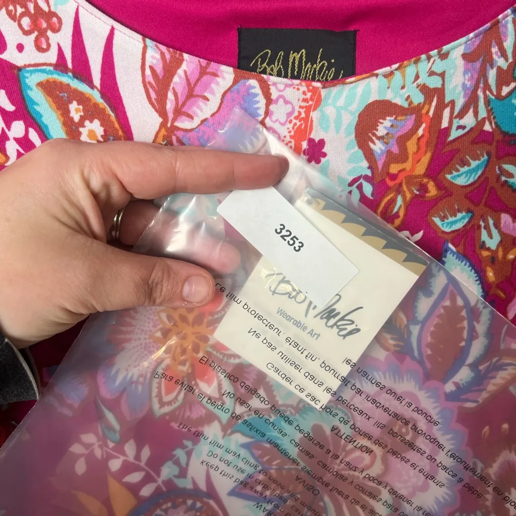 Bob Mackie wearable art Woman XXS Vibrant Floral 3/4 Sleeve Floral Dress Nwt - Image 9