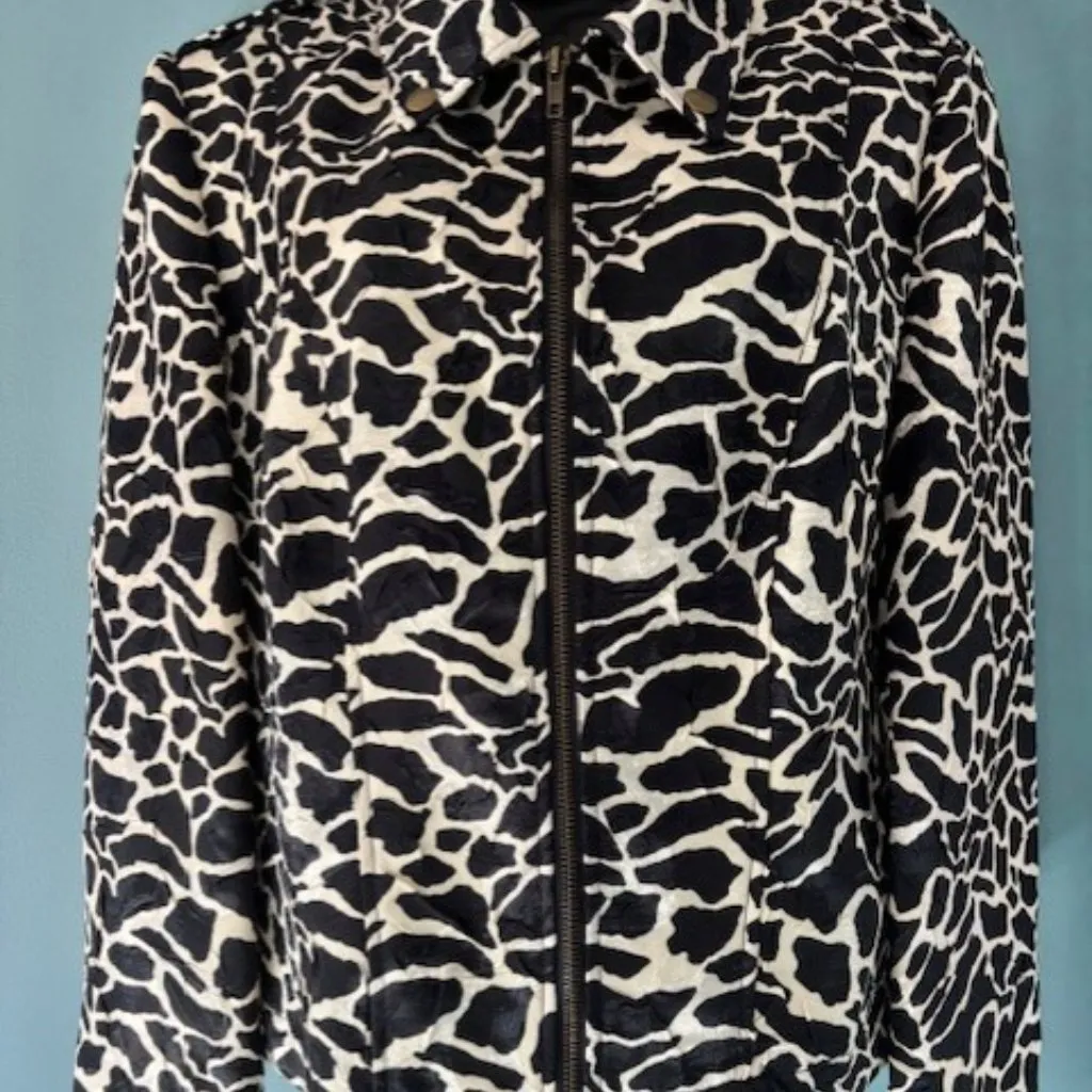 Peck & Peck Collection 14 Black White Zip Abstract Animal Print Bold Statement - Image 2