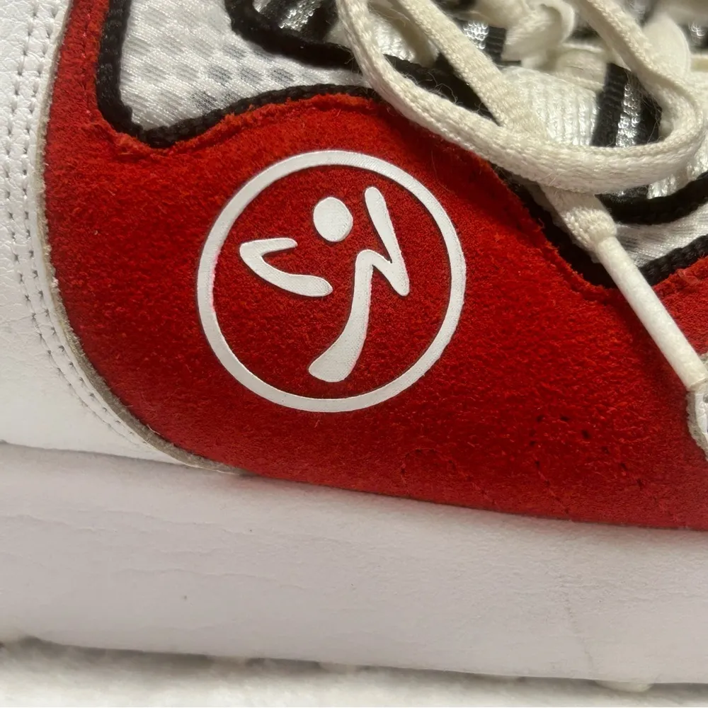 Zumba Air Lo Lace Up Sneaker Shoe Leather Textile Upper White Red Womens Size 11 - Image 4
