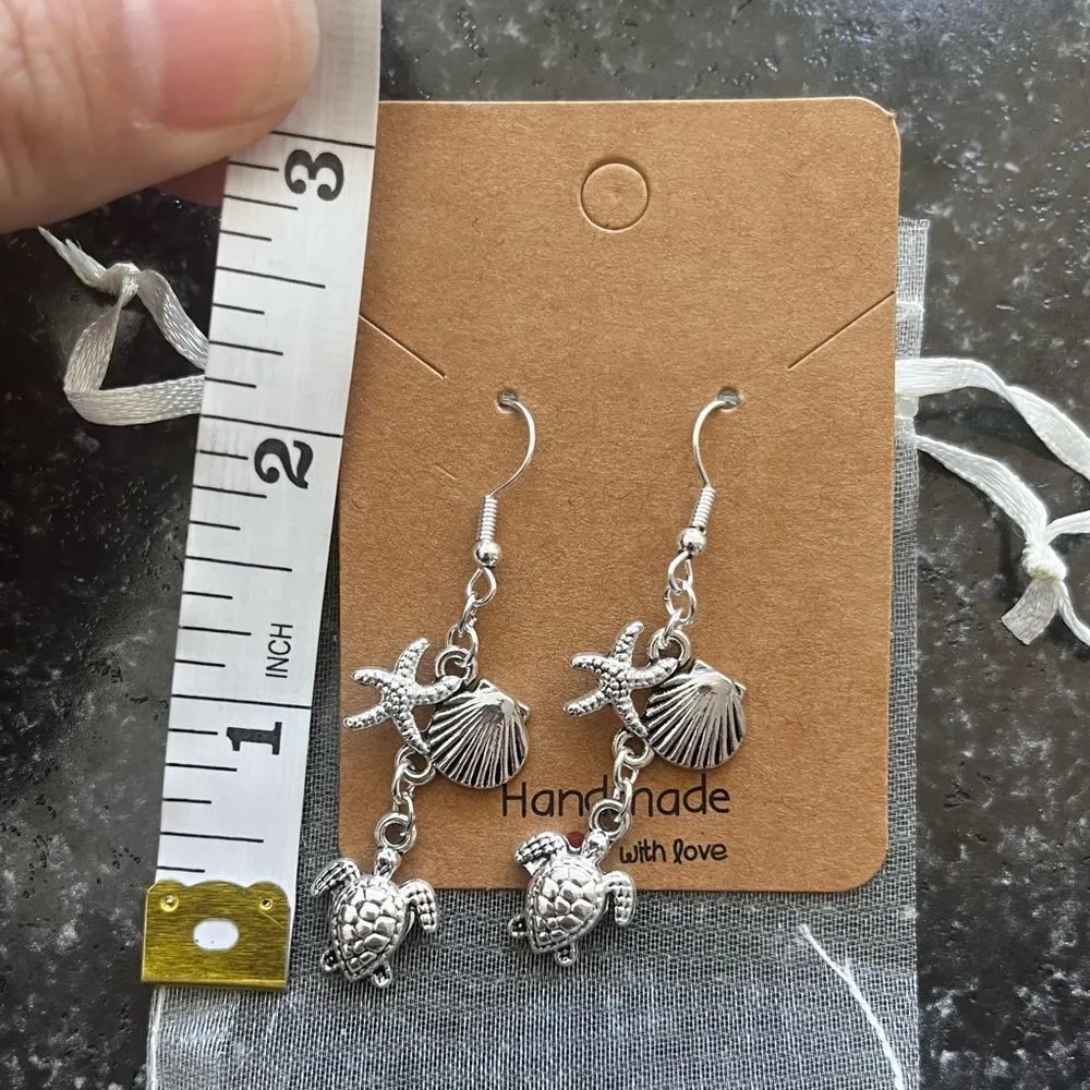 Turtle Charm Dangle Earrings - Image 2