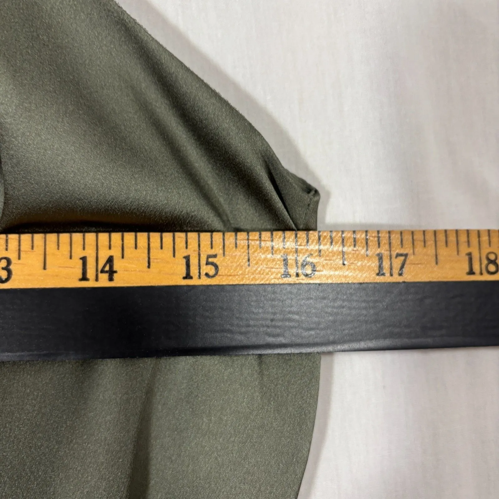 JLo Satin Halter Dress Womens S Olive Green Wrap Skirt Romantic Chic Wedding - Image 5