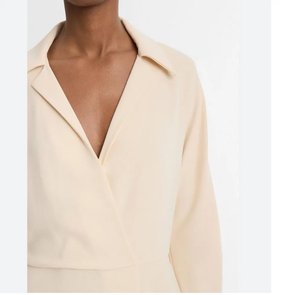 NEW Vince Shaped Collar Dolman-Sleeve Dress White Sand - Image 2