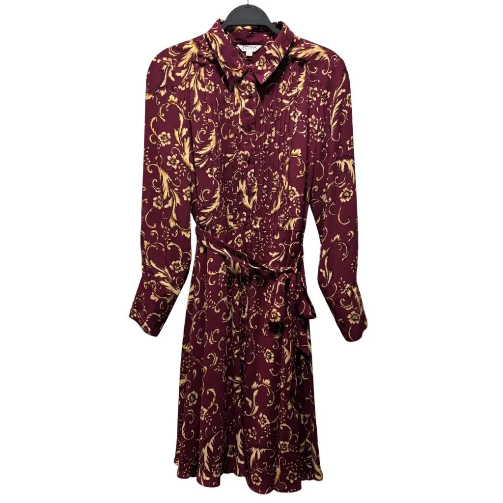 Nanette Lepore Burgundy Floral Button-Down Midi Dress Size 10 - Image 3