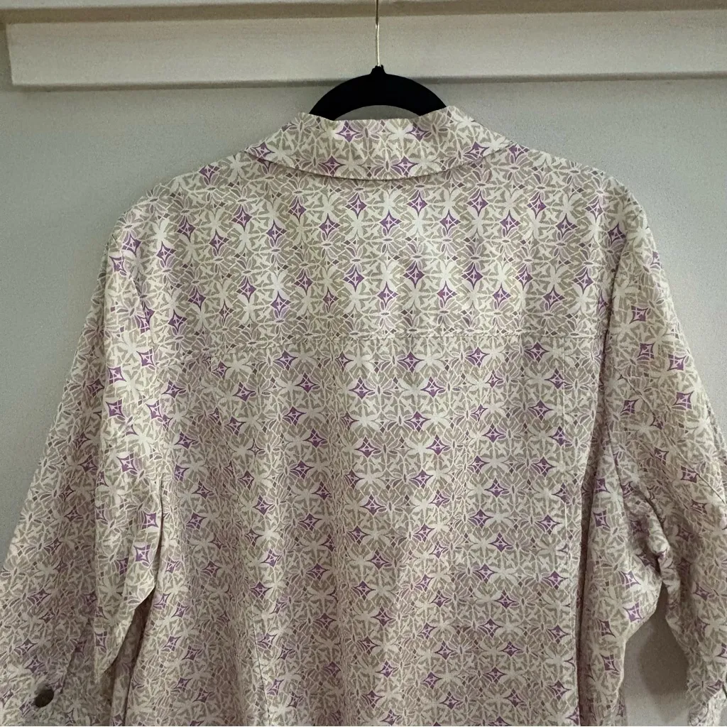 NWT Christopher & Banks White Tan Purple Patterned 3/4 Sleeve Jacket Size 3XL - Image 11