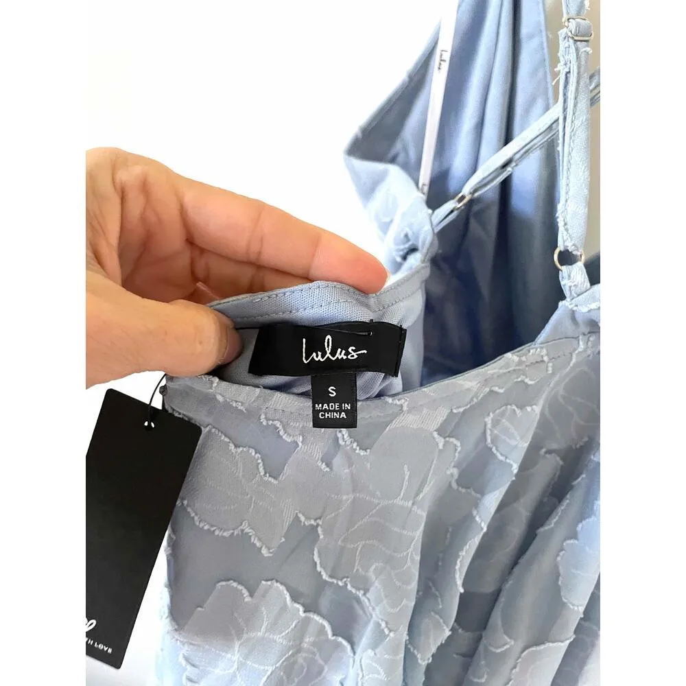 Lulu's Floral Special Occasion Formal Skater Mini Dress Blue Size Small NEW - Image 8