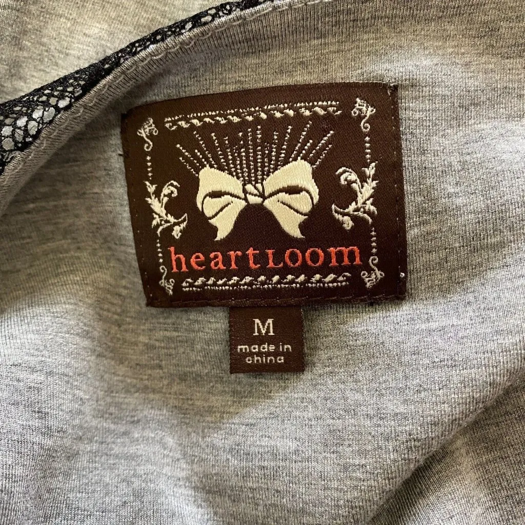 Heartloom Mini Dress M Gray Knit Black Lace Racerback Pockets‎ Sleeveless - Image 9