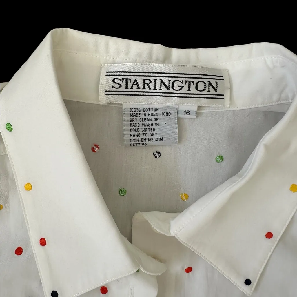 Indigo Nation White Shirt with Red Dots Size L - Image 3