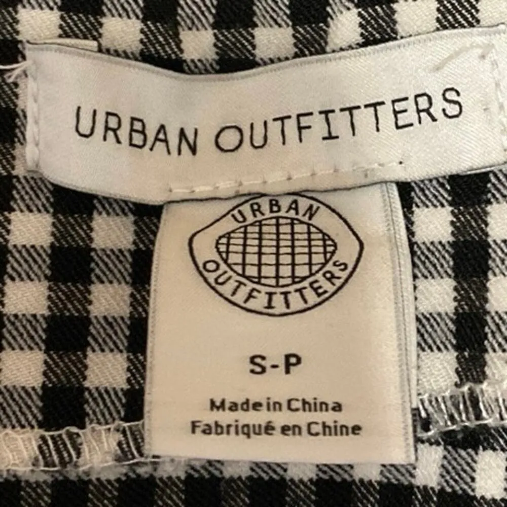 Urban Outfitters Black White Gingham Checkered Pocket A Line Mini Skirt Size S - Image 4
