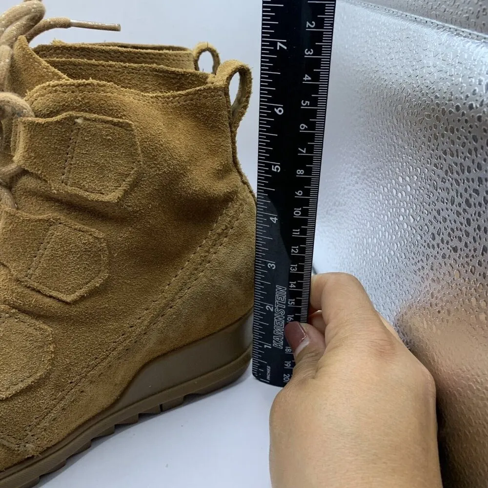 Sorel Evie Lace Tan Suede Wedge Bootie Camel Brown Size 7 E4 - Image 4