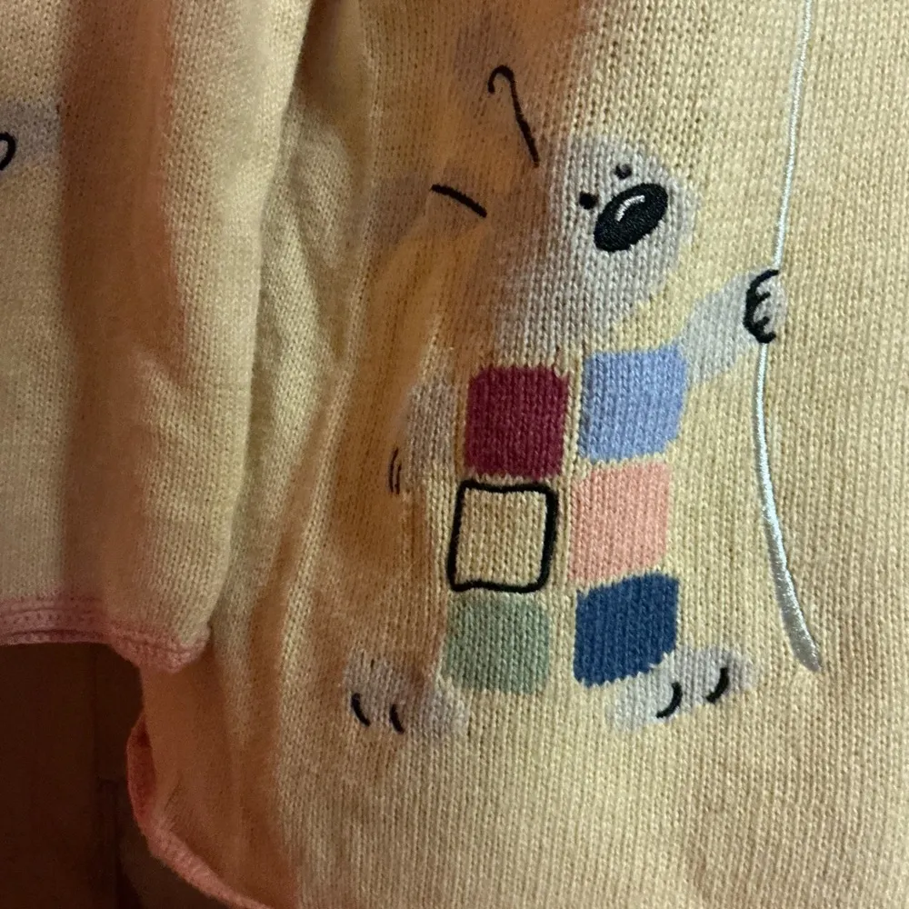 Vtg Y2K Easter Bunny Cardigan Yellow Size L - Image 7