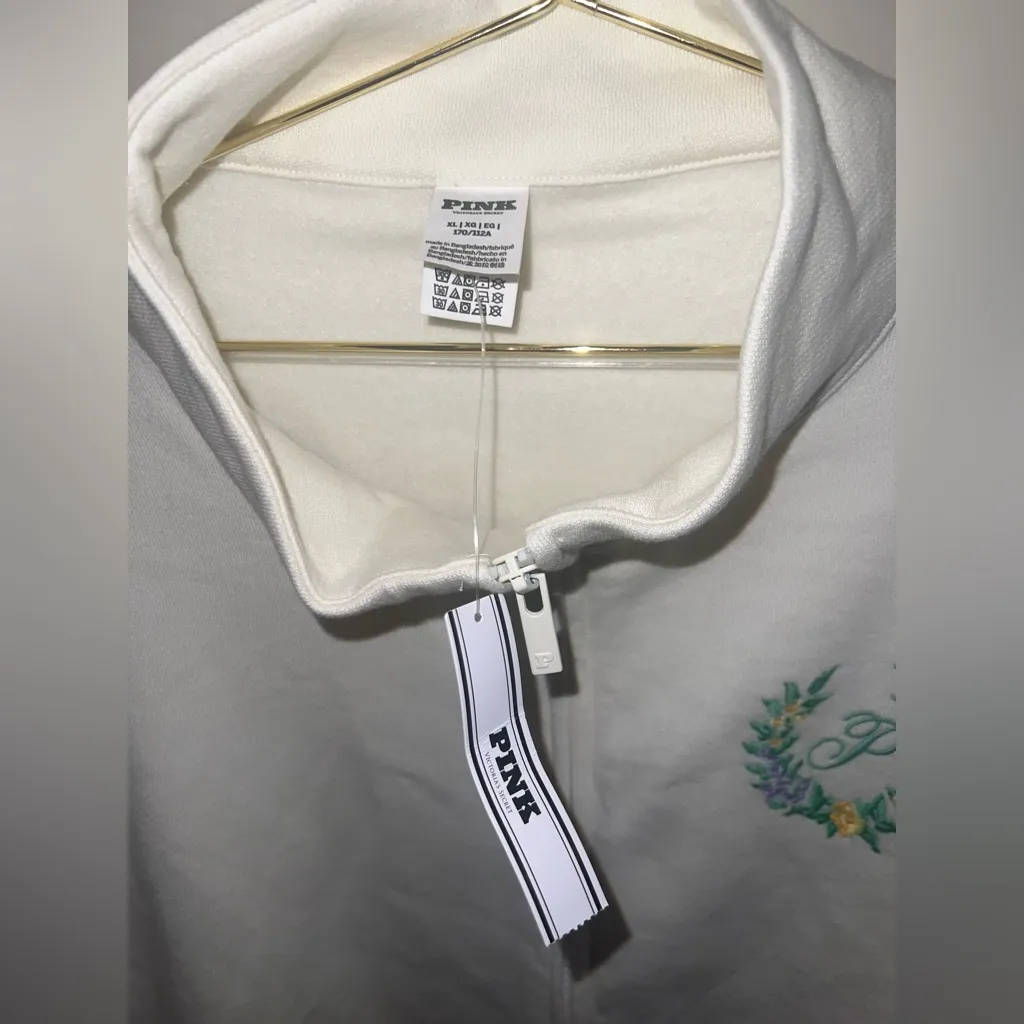PINK Victoria’s Secret Floral Embroidered Zip Up Jacket NWT - Image 5