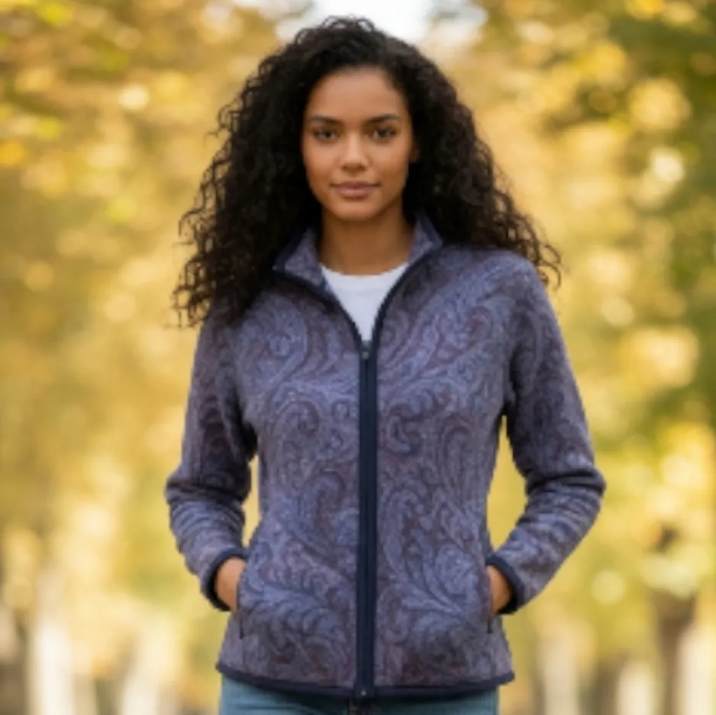 Pendleton Merino Wool Paisley Jacket Cardigan Purple Petite P F261 - Image 4