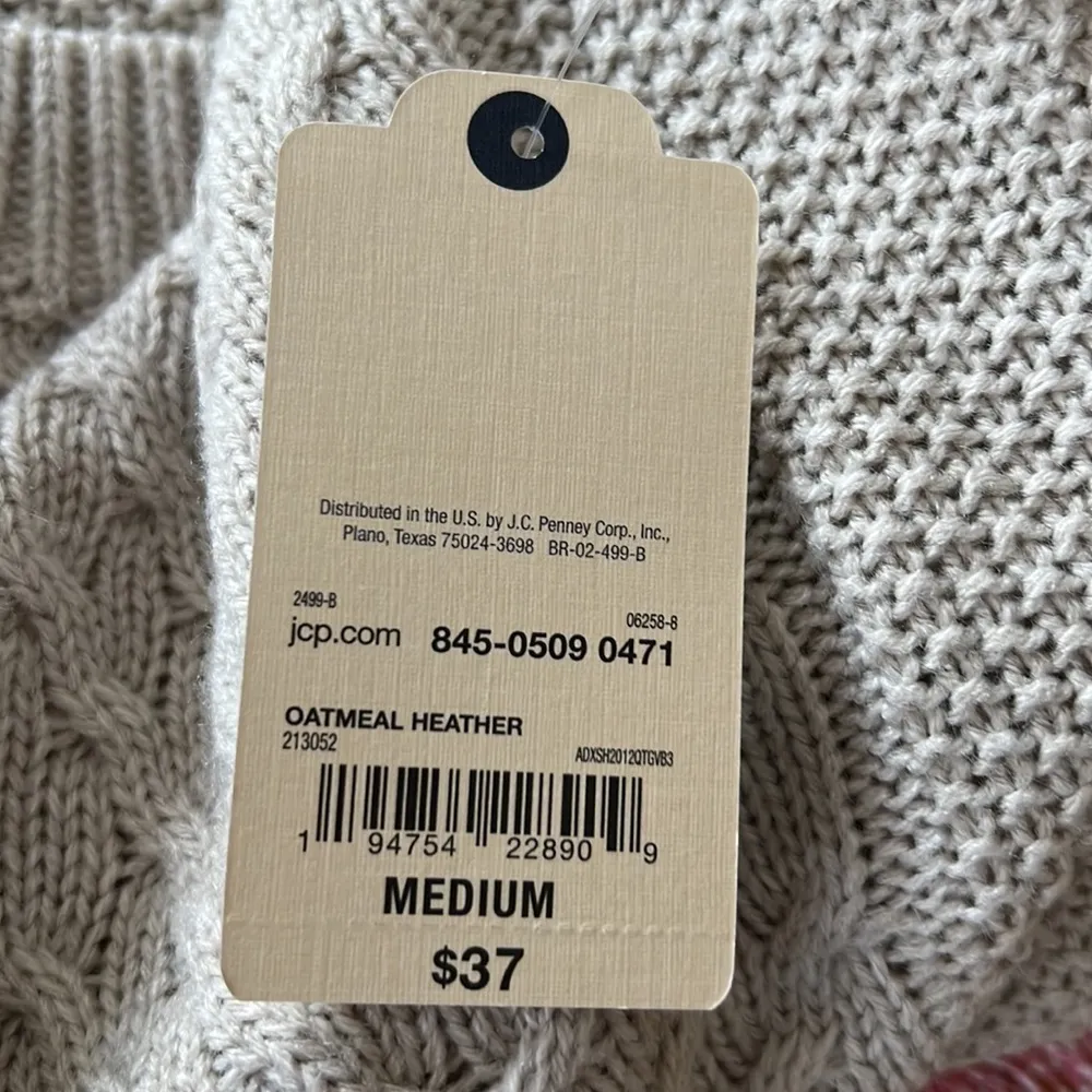 ST JOHN’S BAY medium women’s pullover sweater oatmeal heather long sleeve new - Image 3