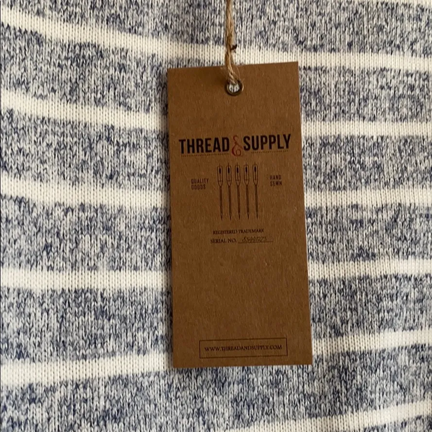 UO Thread and Supply Blue Stripe Quarter Zip - Image 5