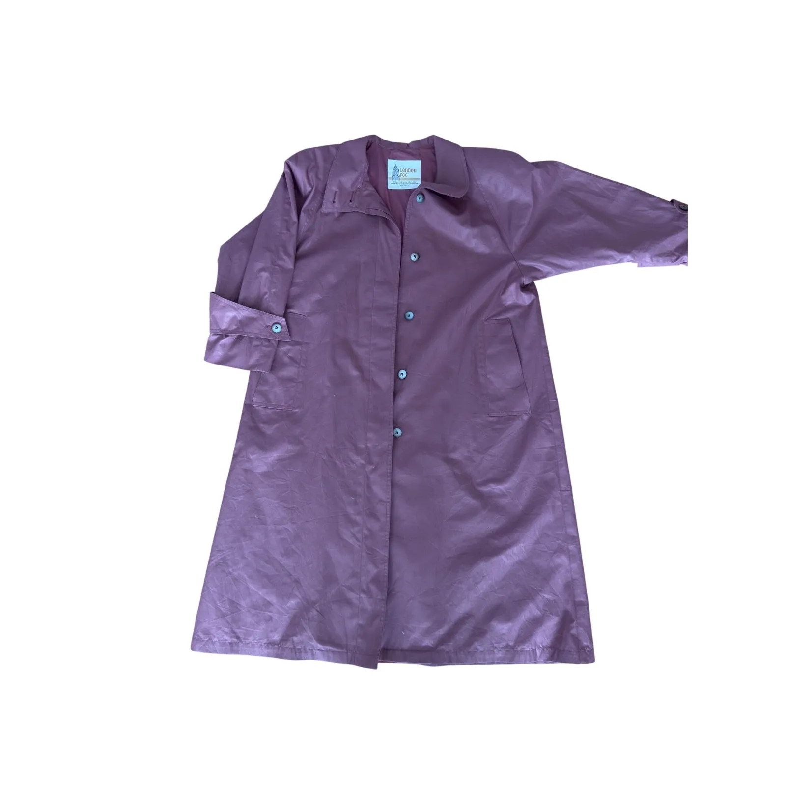 Vintage Long Trench Coat Women's Classic Button Up Outerwear Size L - Image 7