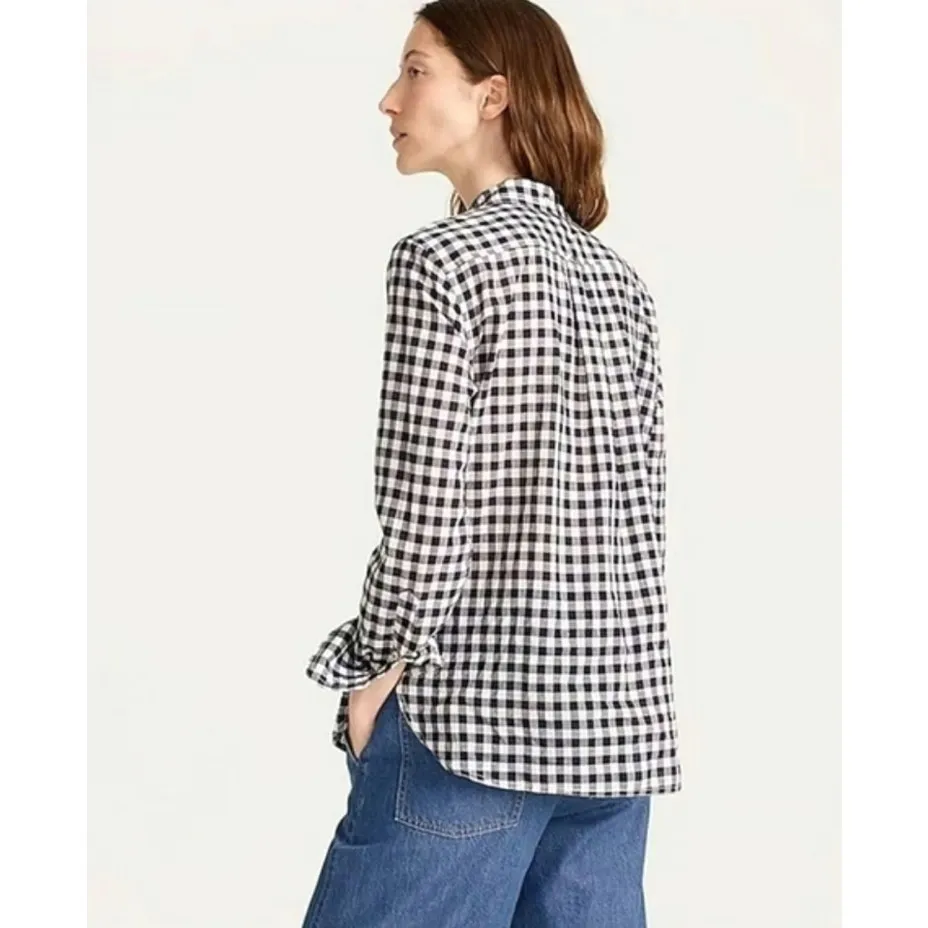J. Crew Plus Classic Fit Gingham Button Down Shirt Black & White Size 14 - Image 2
