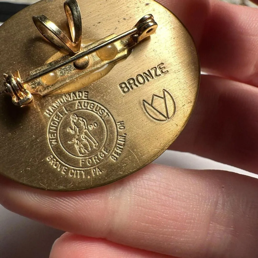 Wendell August Forge Bronze Rose Flower Floral Brooch Pin Dual Pendant Handmade - Image 6