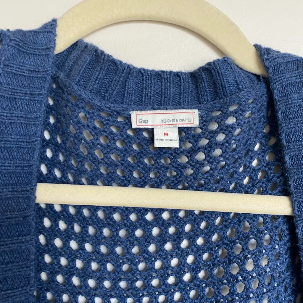 Gap Navy Longline Cardigan | Open Weave Lightweight Sweater - Image 3