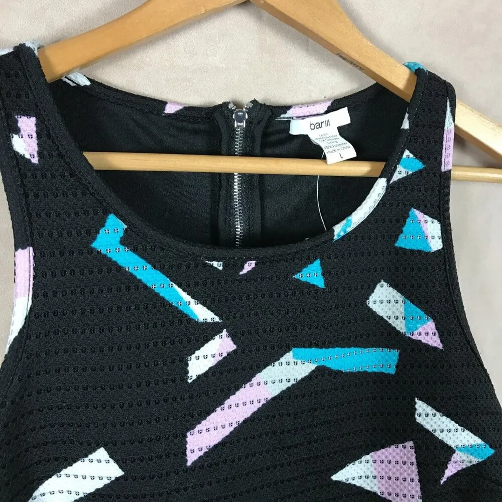 BAR III Black Laser Cut Geometric Print Sleeveless Crop Top NWT LARGE - Image 4