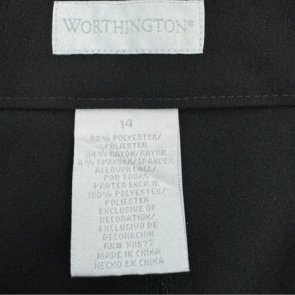 Worthington Lace Overlay Flare‎ Skirt Black Size 14 Career Cocktail Evening - Image 10