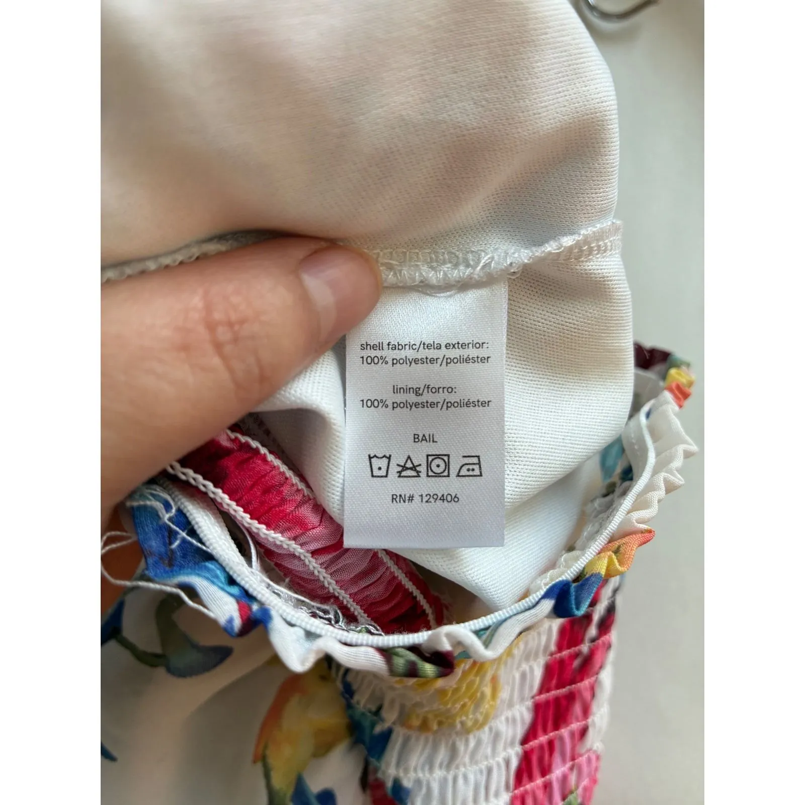 Venus Strapless Smocked Floral Lace Trim Fairycore Handkerchief Hem Top Womens S - Image 7